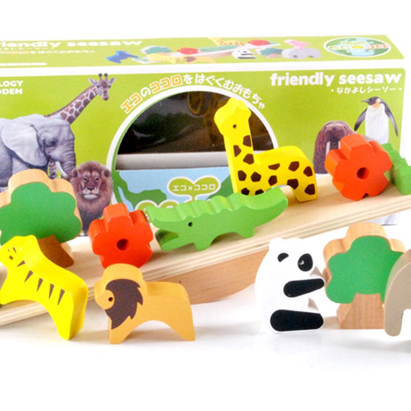 木制 森林动物跷跷板平衡木LZK01 宝宝平衡感叠叠高积木0.45