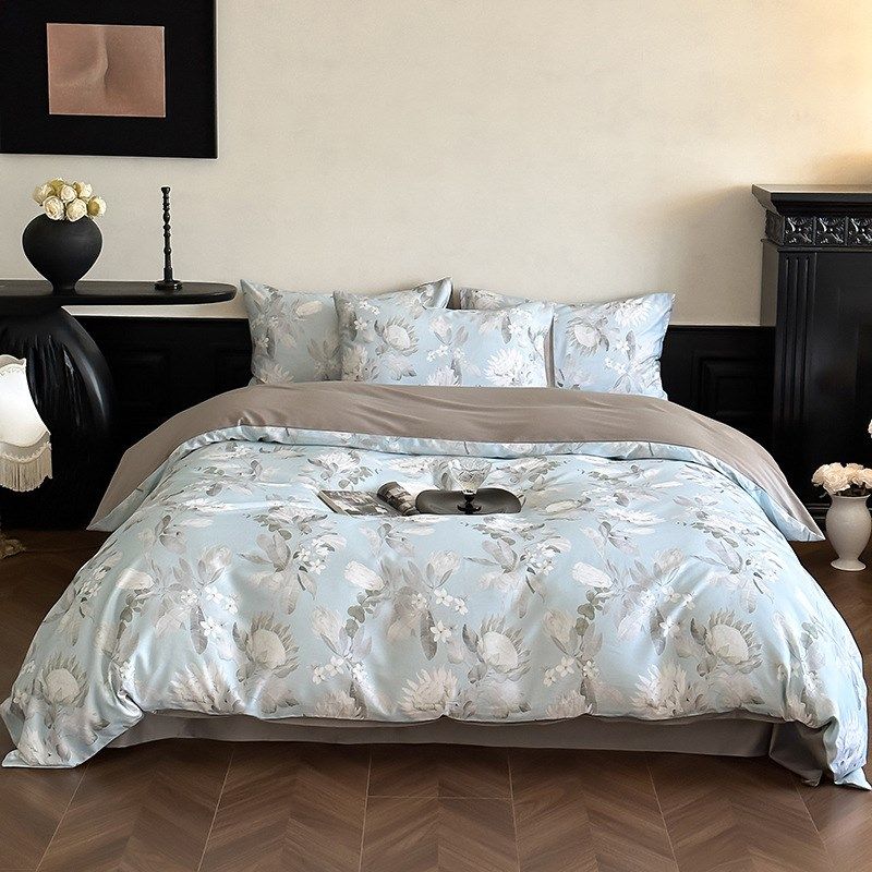 新中式田园花卉60支天丝棉磨毛数码印花被套家用1.8m床上用品套件,床上用品,床品套件/四件套/多件套,淘宝优惠券,粉丝福利购,淘宝优惠卷