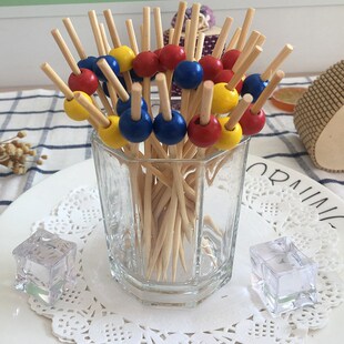 一次性果签竹水果签水果叉艺术鸡尾酒签可爱牙签创意花签串签