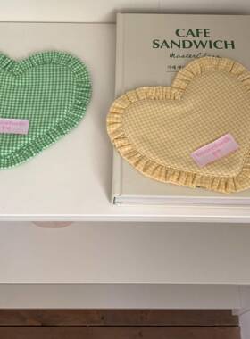 henceforth爱心格纹杯垫创意花边桌面装饰垫子小众手作布艺餐垫棉