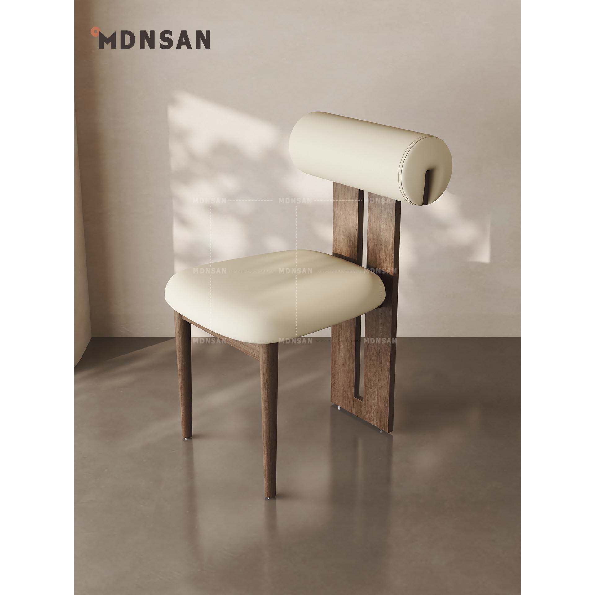 北欧胡桃实木餐椅意大利风格家庭简单餐椅Wabi-Sabi风格设计师软