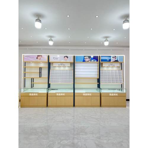 实木铁眼镜展示柜眼镜店货架玻璃展示柜配轻近视太阳镜展示柜定制