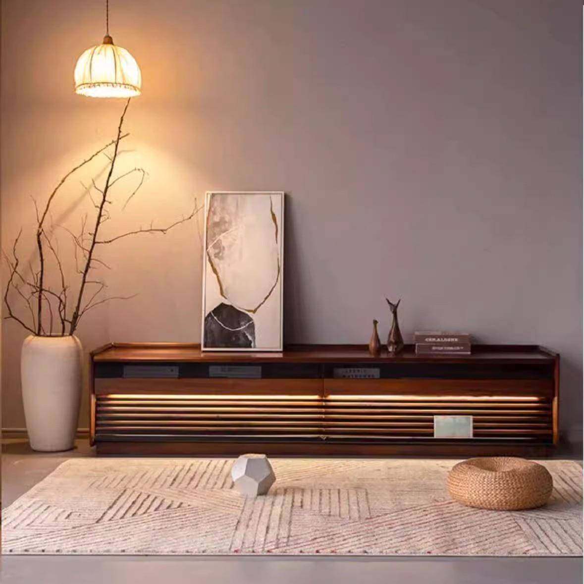 北美黑胡桃电视柜与轻型小公寓客厅落地式视听柜Normcore全实木电