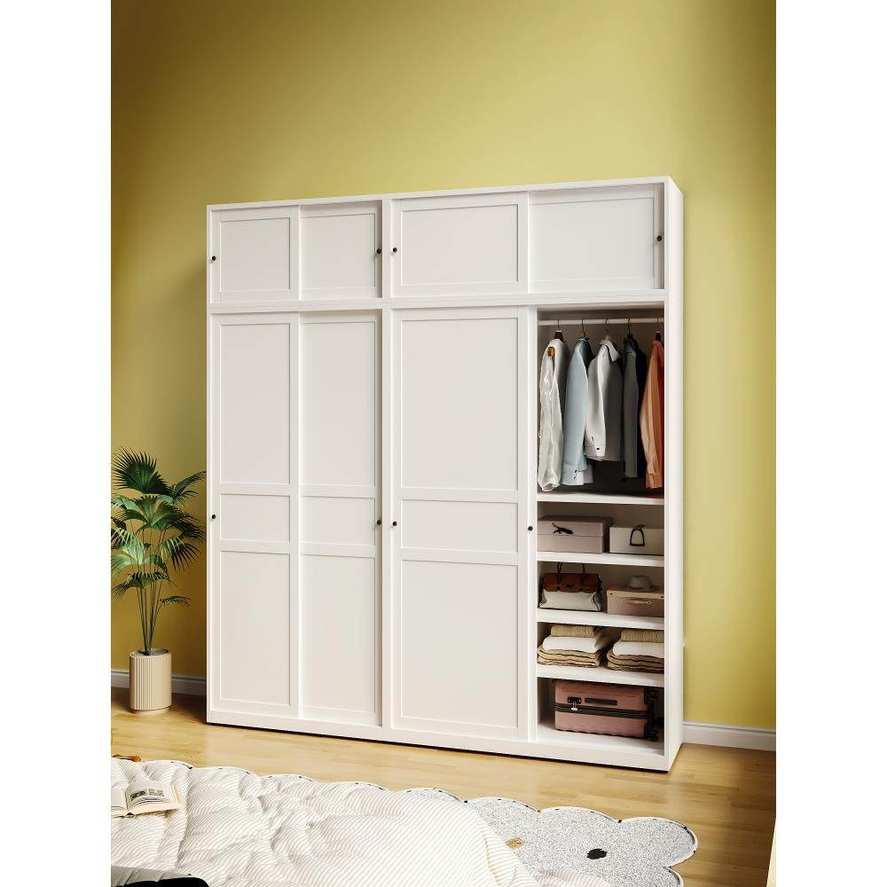 灭霸推拉门铁皮衣柜儿童卧室储物柜铁艺家用收纳金属移门钢制衣橱