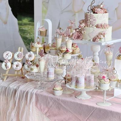 粉色系甜品台蛋糕装饰插件婚礼订婚纸杯装饰品摆件布丁推推乐贴纸