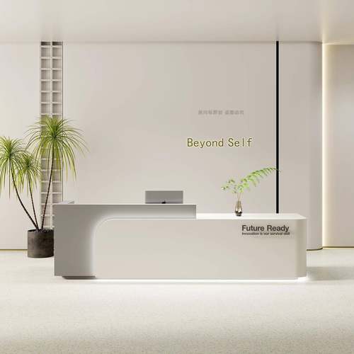 高端烤漆公司大厅前台桌接待培训机构吧台柜收银台办公室酒店大堂