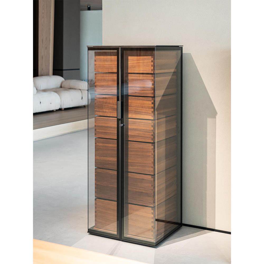 意大利胡桃木七抽屉柜Rosadesio钢化玻璃实木抽屉柜经典的飞机柜