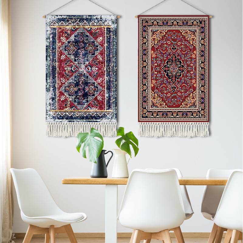 定制民族风布艺挂画新疆花纹挂毯墙面装饰高级感餐厅客厅背景布图片