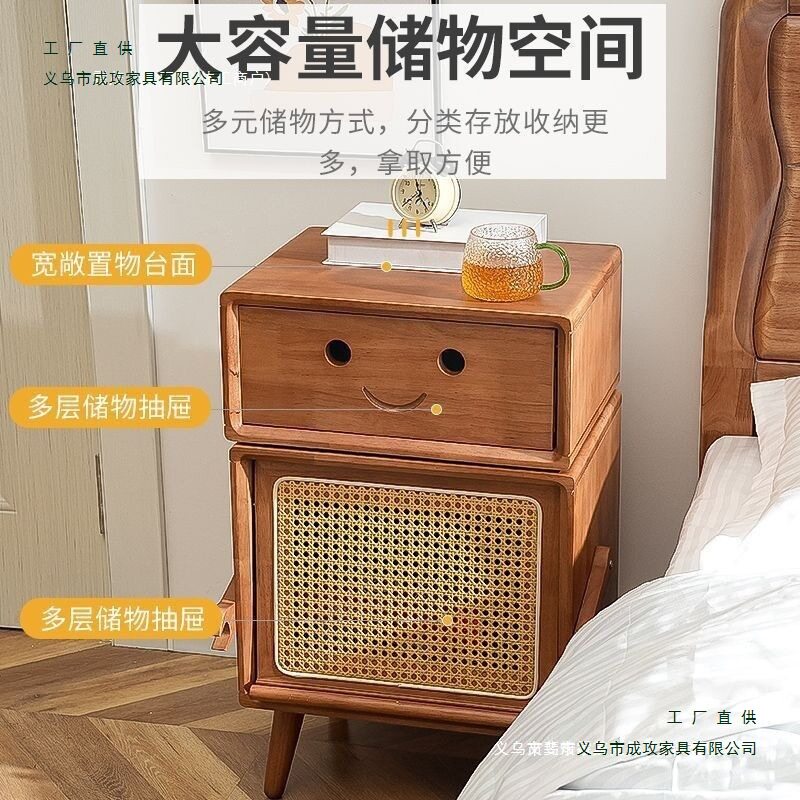 机器人床头柜收纳储物沙发边柜卡通编藤卧室全实木艺术柜子默认