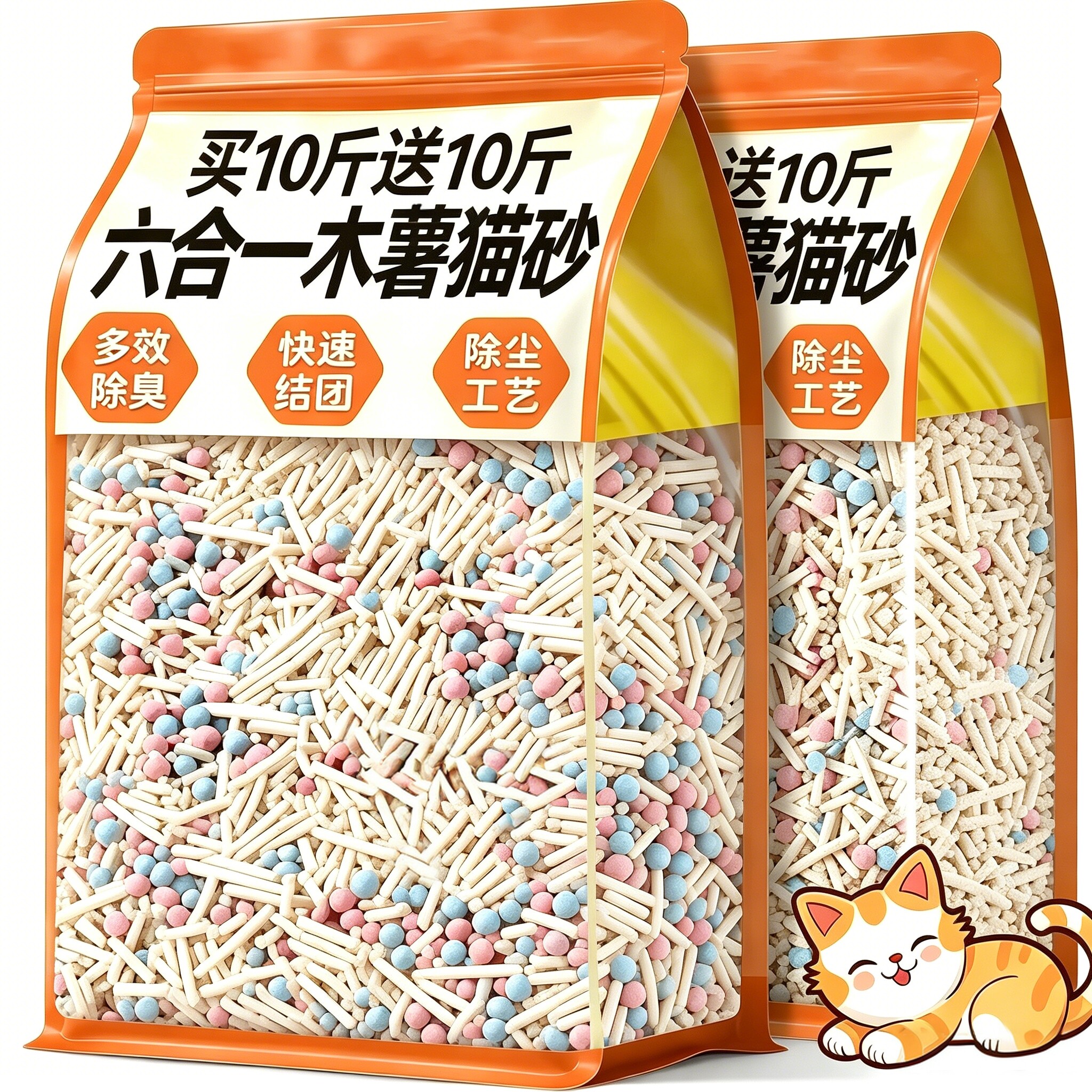 六合一木薯猫砂豆腐混合除包邮20公斤臭杀去膨尿润土味菌官方旗舰