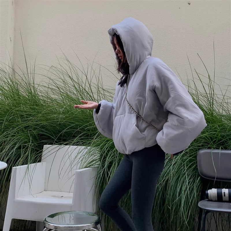 LILUSHOP简约休闲新面料2024冬季新款棉袄连帽棉服女加厚棉衣外套