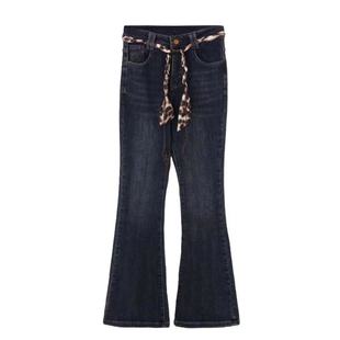 弹力百搭喇叭裤 女修身 秋冬高腰抓毛微喇牛仔裤 6100 玉米专享