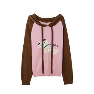 撞色卡通连帽毛衣外套秋冬小狗上衣9630 清仓狂欢