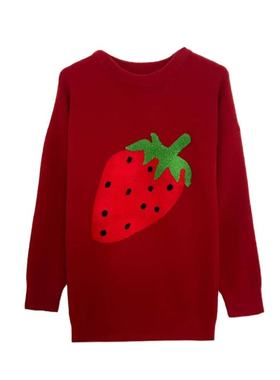 【玉米专享】韩国绒草莓套头毛衣8862#