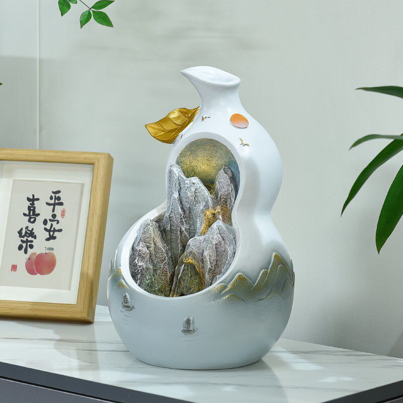 国风葫芦流水喷泉摆件客厅玄关电视柜装饰乔迁新居龙年开运礼物