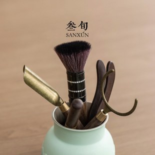 家用茶筒高端黑檀木茶夹茶勺茶具配件 叁旬锦绣莲华茶道六君子套装
