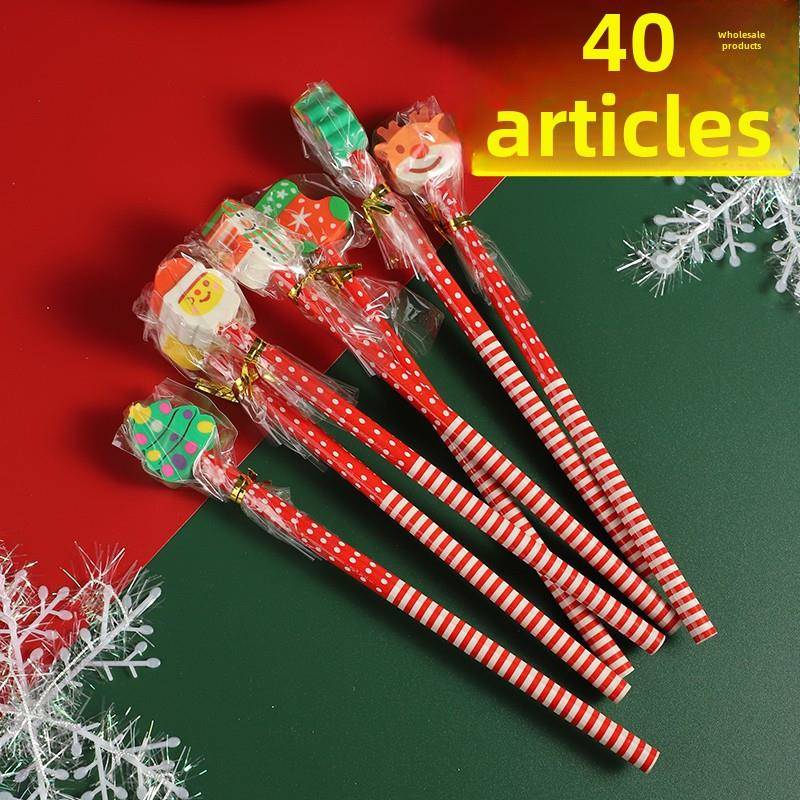 圣诞橡皮铅笔创意卡通儿童和学生实用小礼物，推动开学扫码活动小