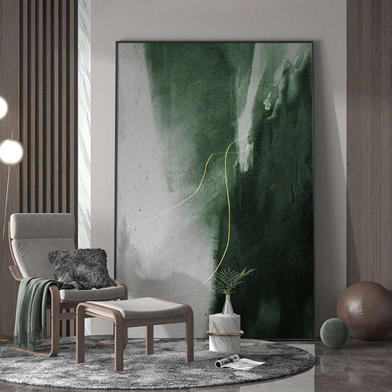 现代客厅装饰画绿色大幅落地画沙发背景挂画餐厅简约玄关抽象壁画