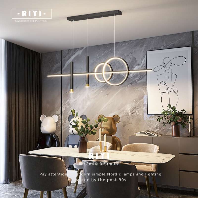全光谱吊灯轻奢灯具现代简约饭厅餐桌吧台北欧极简长条创意设计感