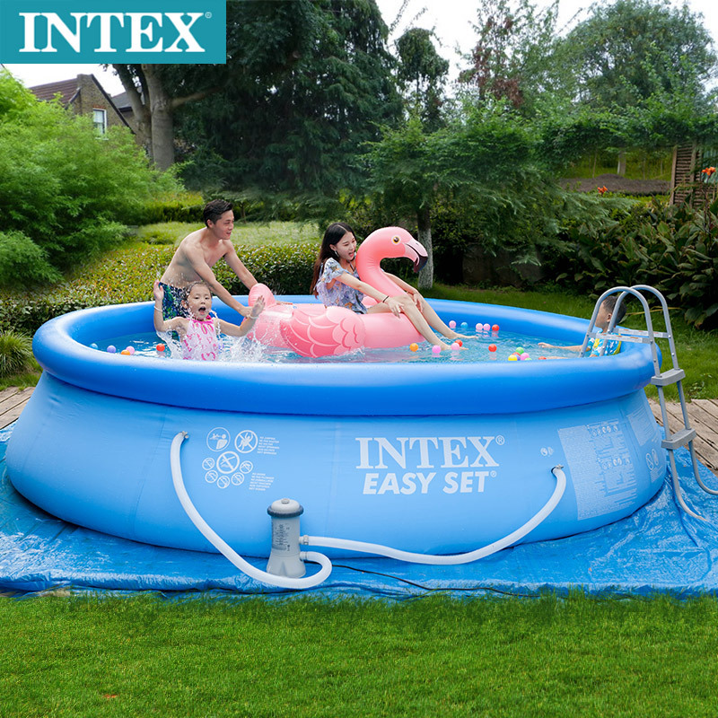 INTEX28142超大成人戏水池 家庭儿童游泳池396*84CM碟形圆形加高