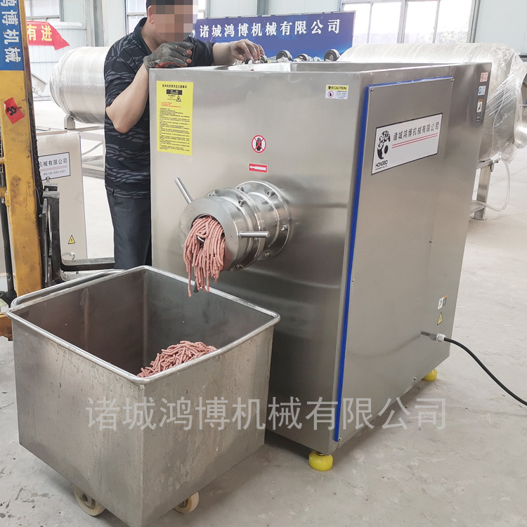 商用绞肉机工厂调试安装 食品厂常用设备 鸿博100型绞肉机
