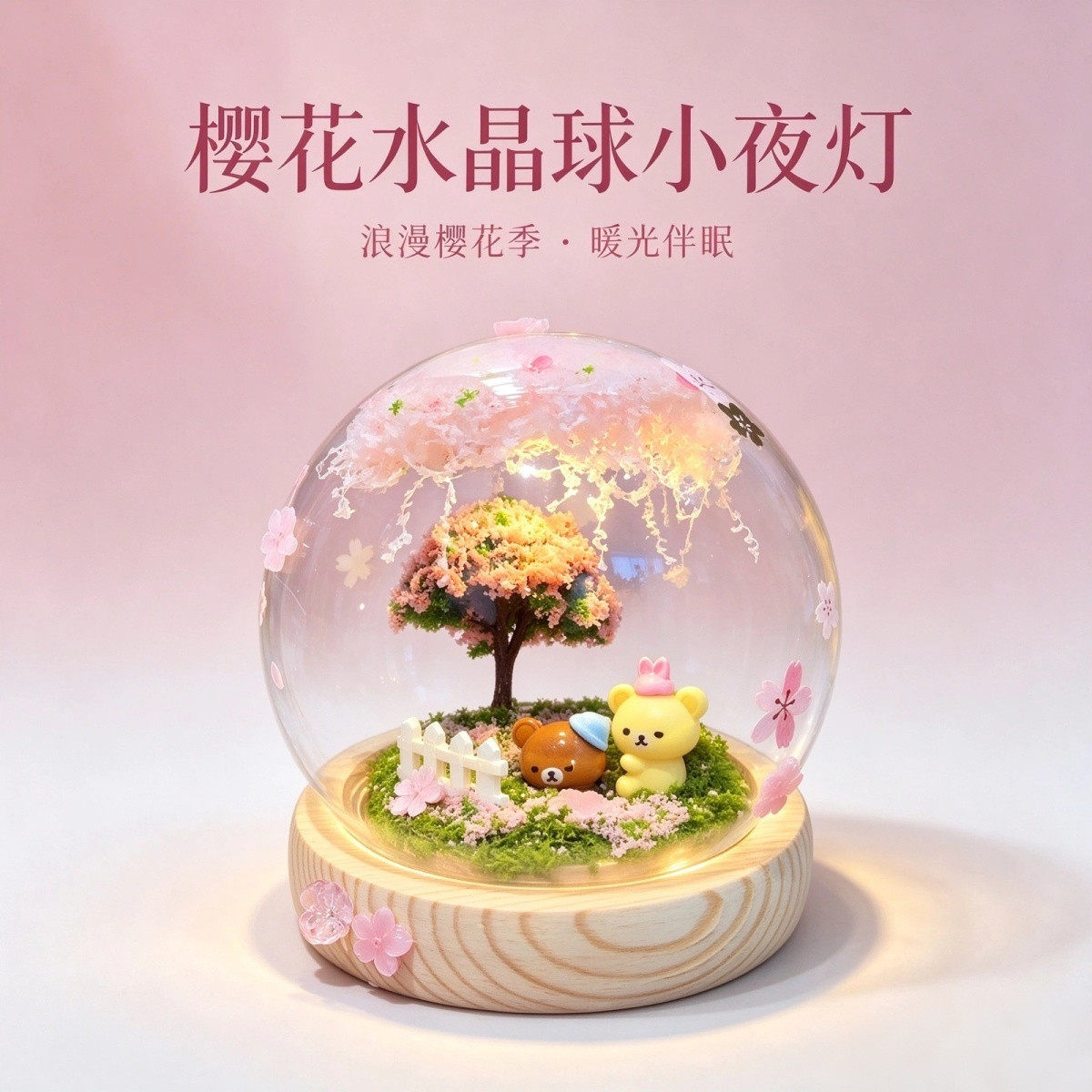 冬日雪景轻松熊水晶球儿童手工diy小夜灯材料包女孩闺蜜生日礼物