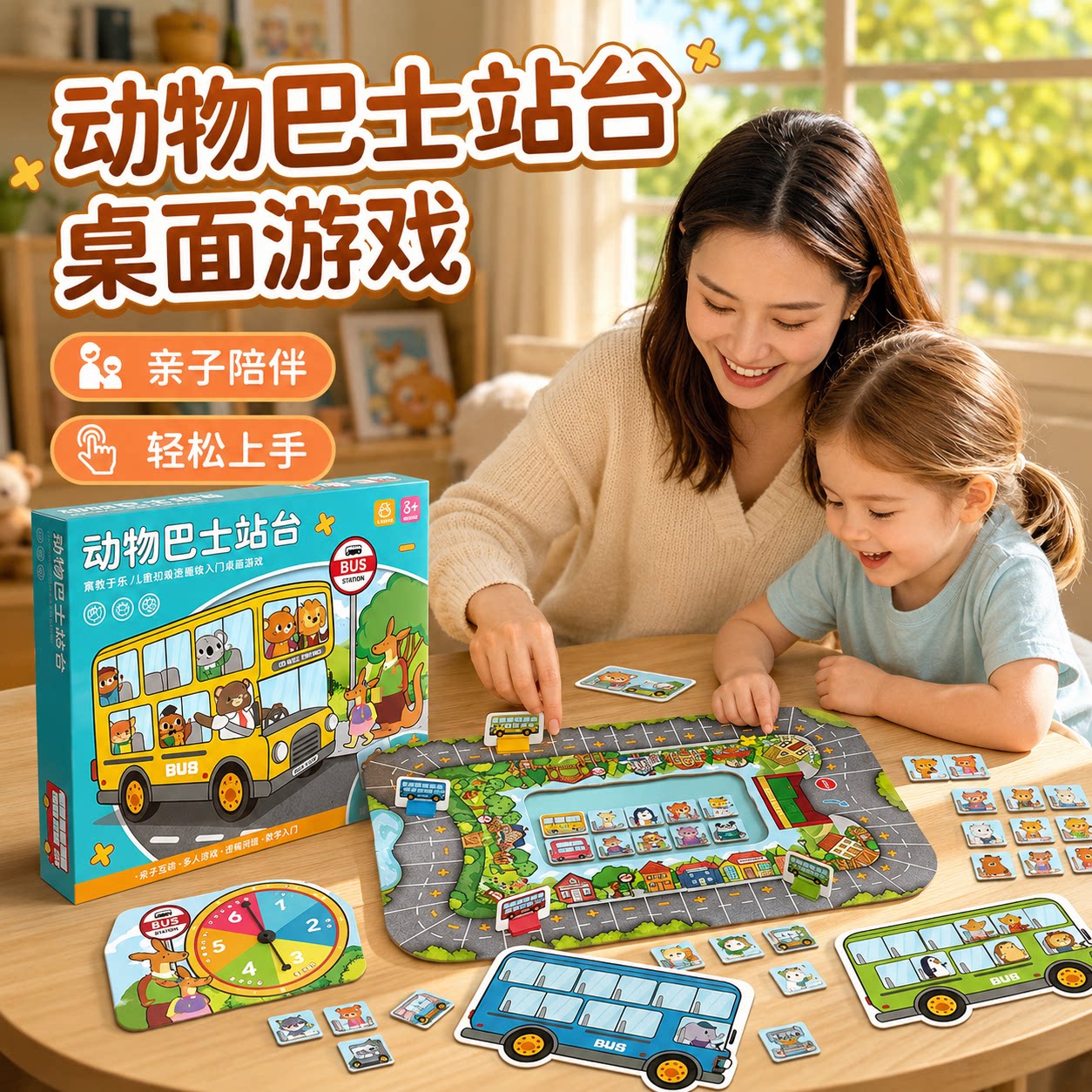 动物巴士站台儿童益智亲子桌游图片