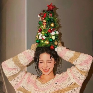 超出片的~头顶圣诞树装饰头饰手工diy圣诞节装饰品氛围感拍照道具