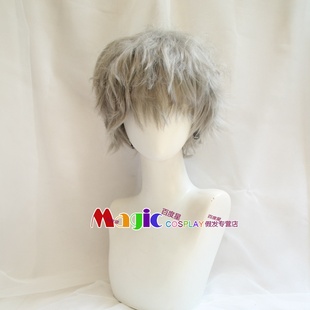 浪客 雪代缘COS假发 剑心 动漫假毛 银灰色短卷发男凌乱假毛