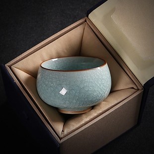 汝窑茶杯主人杯单杯喝茶杯个人茶具陶瓷冰裂纹杯功夫茶盏