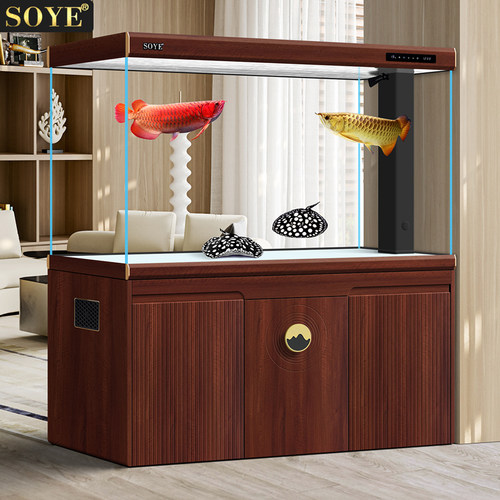索一鱼缸客厅智能大型生态落地底滤家用隔断2024新款超白水族箱