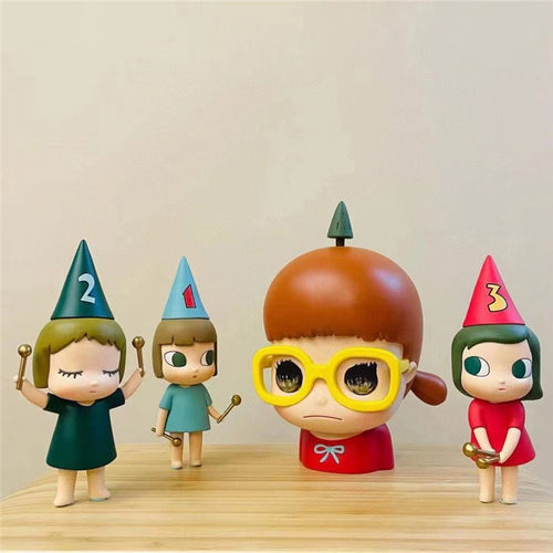 奈良美智小鼓手潮玩摆件网红圆形玻璃镜子贴墙桌面卡通存钱罐礼物