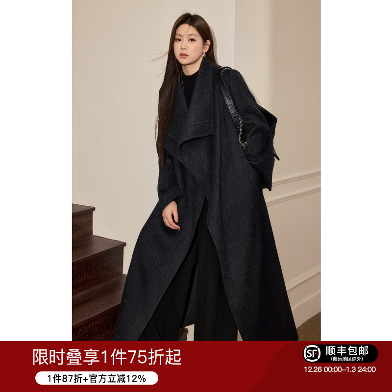 气质优雅呢大衣大码女装蓝语