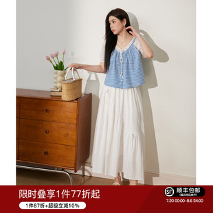 显瘦漂亮套装 现货 甜美假两件蕾丝上衣a字半身裙夏季 蓝语大码 女装