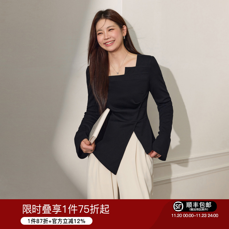 设计感长袖T恤大码女装蓝语