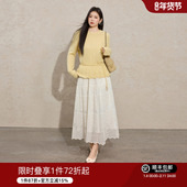 重工刺绣蕾丝半身裙26春装 蓝语大码 超仙法式 高腰遮胯a字大摆裙子