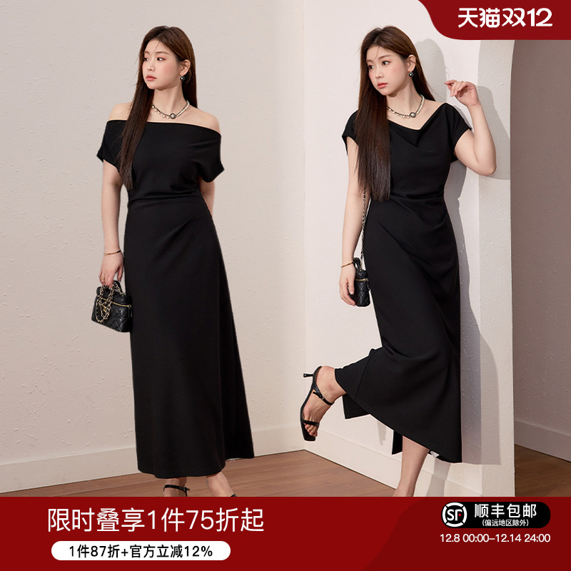 蓝语大码女装气质优雅连衣裙