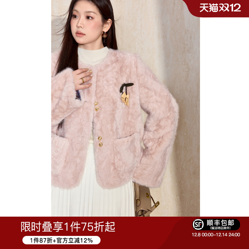 蓝语仿狐狸毛保暖环保皮草短外套