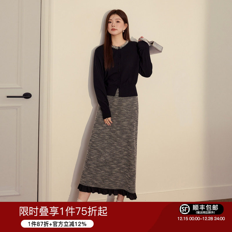 大码女装蓝语气质显瘦套装