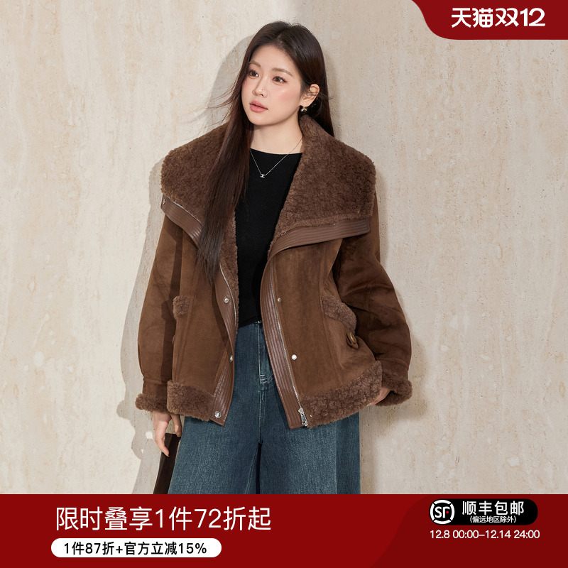 蓝语仿皮毛一体加厚保暖皮草外套