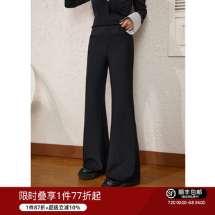 女装 高腰显瘦黑色喇叭裤 蓝语大码 时尚 2025秋季 胖mm梨型身材休闲裤