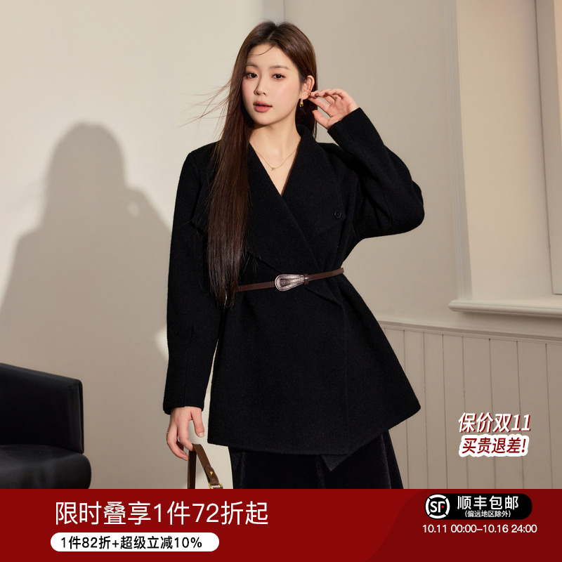大码女装蓝语气质优雅外套