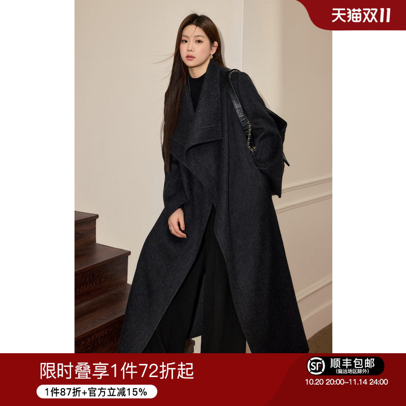 气质优雅呢大衣大码女装蓝语