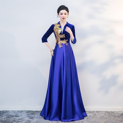 大合唱演出服女长裙2024新款成人合唱团表演比赛独唱舞台指挥礼服