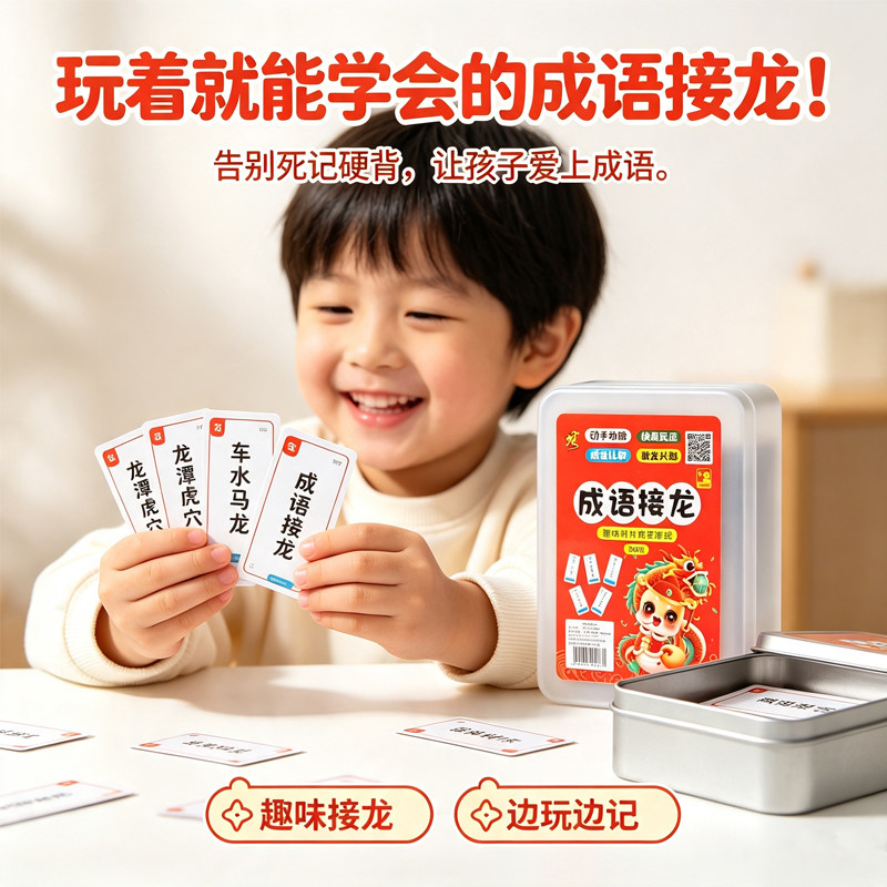 儿童成语接龙识字益智扑克牌