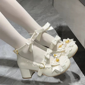 魔法棒Lolita洛丽塔鞋 子可爱圆头中跟甜美lo公主鞋 女士蝴蝶结女童