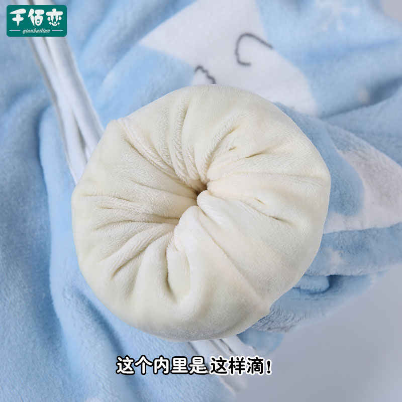 宝宝睡袋加绒加厚双层秋冬季婴儿童法兰绒连体睡衣爬服防踢被保暖