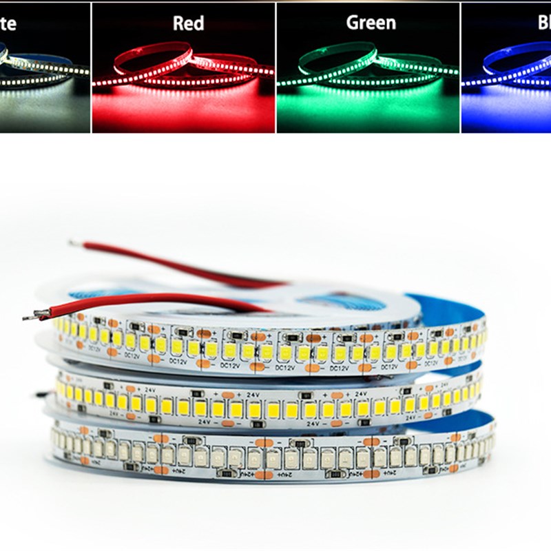 led灯带12V24V低压2835贴片自粘240软灯条超亮裸板装饰展柜线条灯