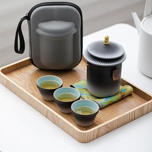 复古宫廷风户外便携旅行茶具套装 故宫快客杯一壶三杯陶瓷中式 家用