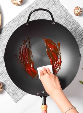 prefered日式极铁锅厨房家用无涂层平底不粘熟铁锅铁制炒菜锅